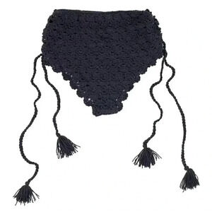 Black Crochet‎ High Waisted Bikini Bottoms Size Small Summer Beach Bathing Suit